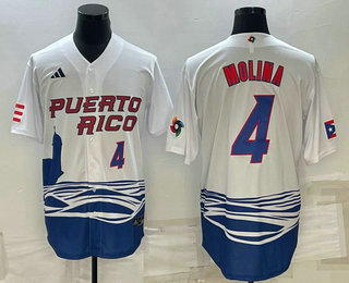 Men%27s Puerto Rico Baseball #4 Carlos Correa Number 2023 White World Baseball Classic Stitched Jersey
